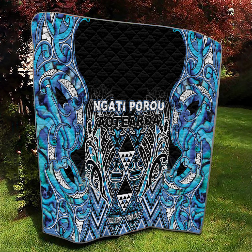 Aotearoa Ngati Porou Quilt Maori Light Blue Tribal Paua Shell Pattern DT05 - Polynesian Pride