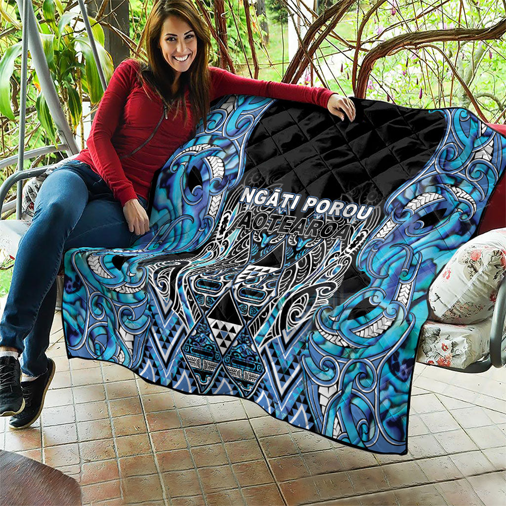 Aotearoa Ngati Porou Quilt Maori Light Blue Tribal Paua Shell Pattern DT05 - Polynesian Pride