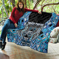 Aotearoa Ngati Porou Quilt Maori Light Blue Tribal Paua Shell Pattern DT05 - Polynesian Pride