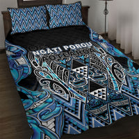Aotearoa Ngati Porou Quilt Bed Set Maori Light Blue Tribal Paua Shell Pattern DT05 Blue - Polynesian Pride