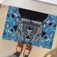 Aotearoa Ngati Porou Rubber Doormat Maori Light Blue Tribal Paua Shell Pattern DT05 - Polynesian Pride
