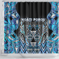 Aotearoa Ngati Porou Shower Curtain Maori Light Blue Tribal Paua Shell Pattern DT05 - Polynesian Pride