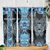 Aotearoa Ngati Porou Skinny Tumbler Maori Light Blue Tribal Paua Shell Pattern DT05 - Polynesian Pride
