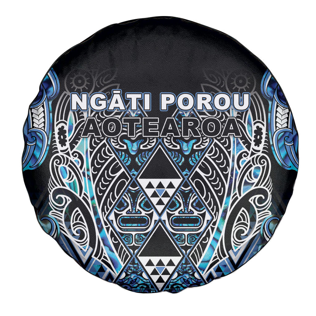 Aotearoa Ngati Porou Spare Tire Cover Maori Light Blue Tribal Paua Shell Pattern DT05 - Polynesian Pride