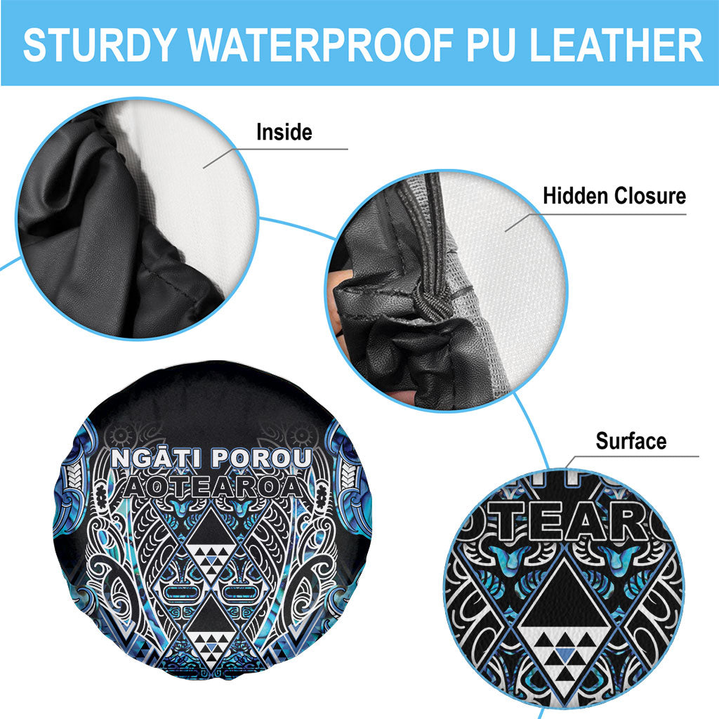 Aotearoa Ngati Porou Spare Tire Cover Maori Light Blue Tribal Paua Shell Pattern DT05 - Polynesian Pride