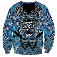 Aotearoa Ngati Porou Sweatshirt Maori Light Blue Tribal Paua Shell Pattern DT05 - Polynesian Pride