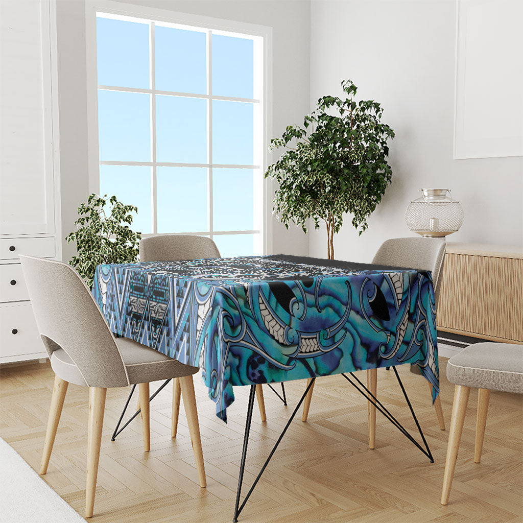 Aotearoa Ngati Porou Tablecloth Maori Light Blue Tribal Paua Shell Pattern DT05 - Polynesian Pride