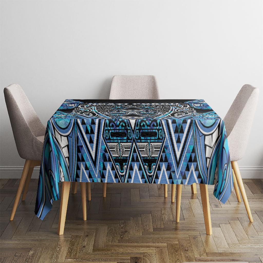 Aotearoa Ngati Porou Tablecloth Maori Light Blue Tribal Paua Shell Pattern DT05 - Polynesian Pride