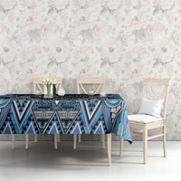 Aotearoa Ngati Porou Tablecloth Maori Light Blue Tribal Paua Shell Pattern DT05 - Polynesian Pride