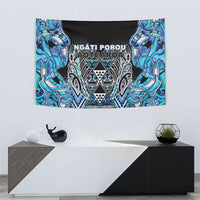 Aotearoa Ngati Porou Tapestry Maori Light Blue Tribal Paua Shell Pattern DT05 - Polynesian Pride