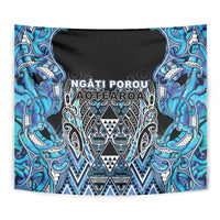 Aotearoa Ngati Porou Tapestry Maori Light Blue Tribal Paua Shell Pattern DT05 - Polynesian Pride