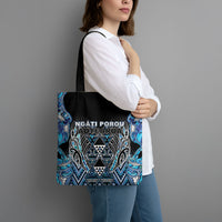 Aotearoa Ngati Porou Tote Bag Maori Light Blue Tribal Paua Shell Pattern DT05 - Polynesian Pride