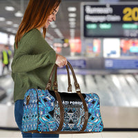 Aotearoa Ngati Porou Travel Bag Maori Light Blue Tribal Paua Shell Pattern DT05 - Polynesian Pride