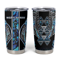 Aotearoa Ngati Porou Tumbler Cup Maori Light Blue Tribal Paua Shell Pattern DT05 Blue - Polynesian Pride