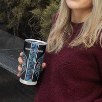 Aotearoa Ngati Porou Tumbler Cup Maori Light Blue Tribal Paua Shell Pattern DT05 - Polynesian Pride