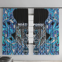 Aotearoa Ngati Porou Window Curtain Maori Light Blue Tribal Paua Shell Pattern DT05 With Hooks Blue - Polynesian Pride