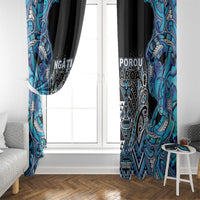 Aotearoa Ngati Porou Window Curtain Maori Light Blue Tribal Paua Shell Pattern DT05 - Polynesian Pride