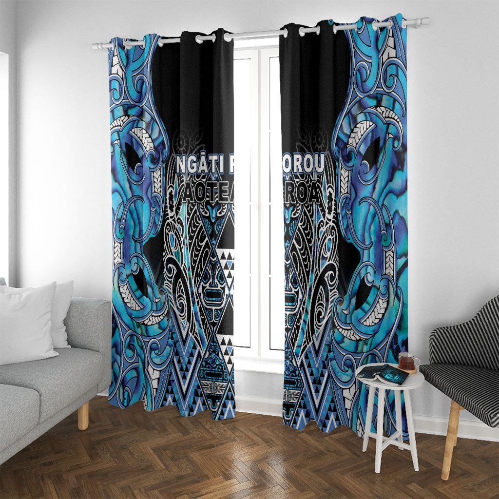 Aotearoa Ngati Porou Window Curtain Maori Light Blue Tribal Paua Shell Pattern DT05 With Grommets Blue - Polynesian Pride
