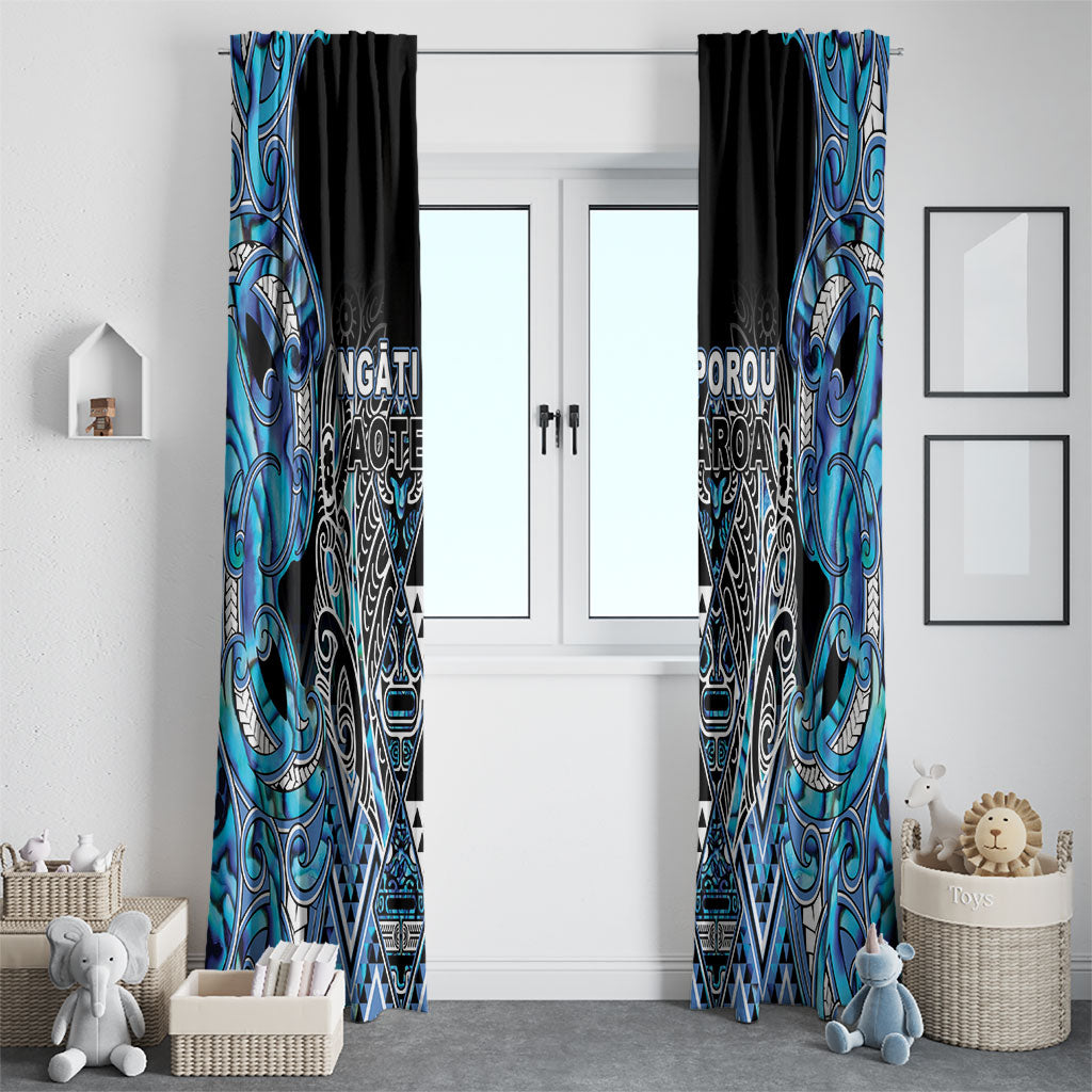 Aotearoa Ngati Porou Window Curtain Maori Light Blue Tribal Paua Shell Pattern DT05 - Polynesian Pride