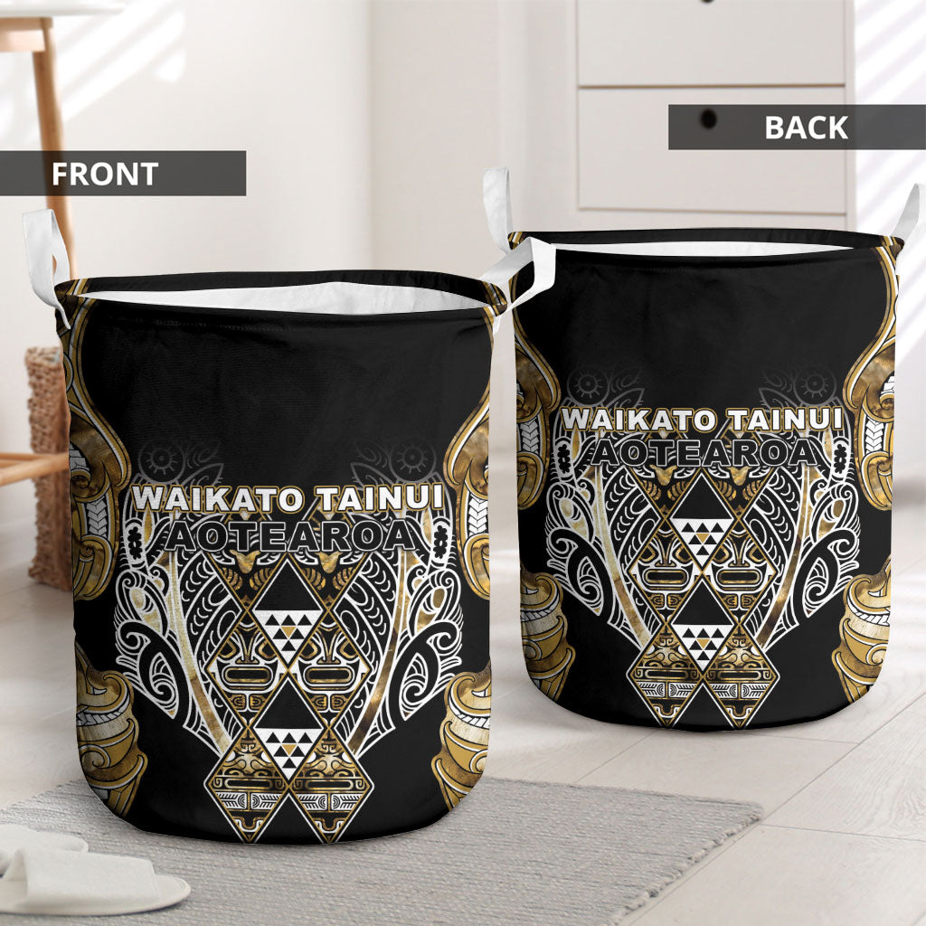Aotearoa Waikato Tainui Laundry Basket Maori Light Gold Tribal Paua Shell Pattern DT05 - Polynesian Pride
