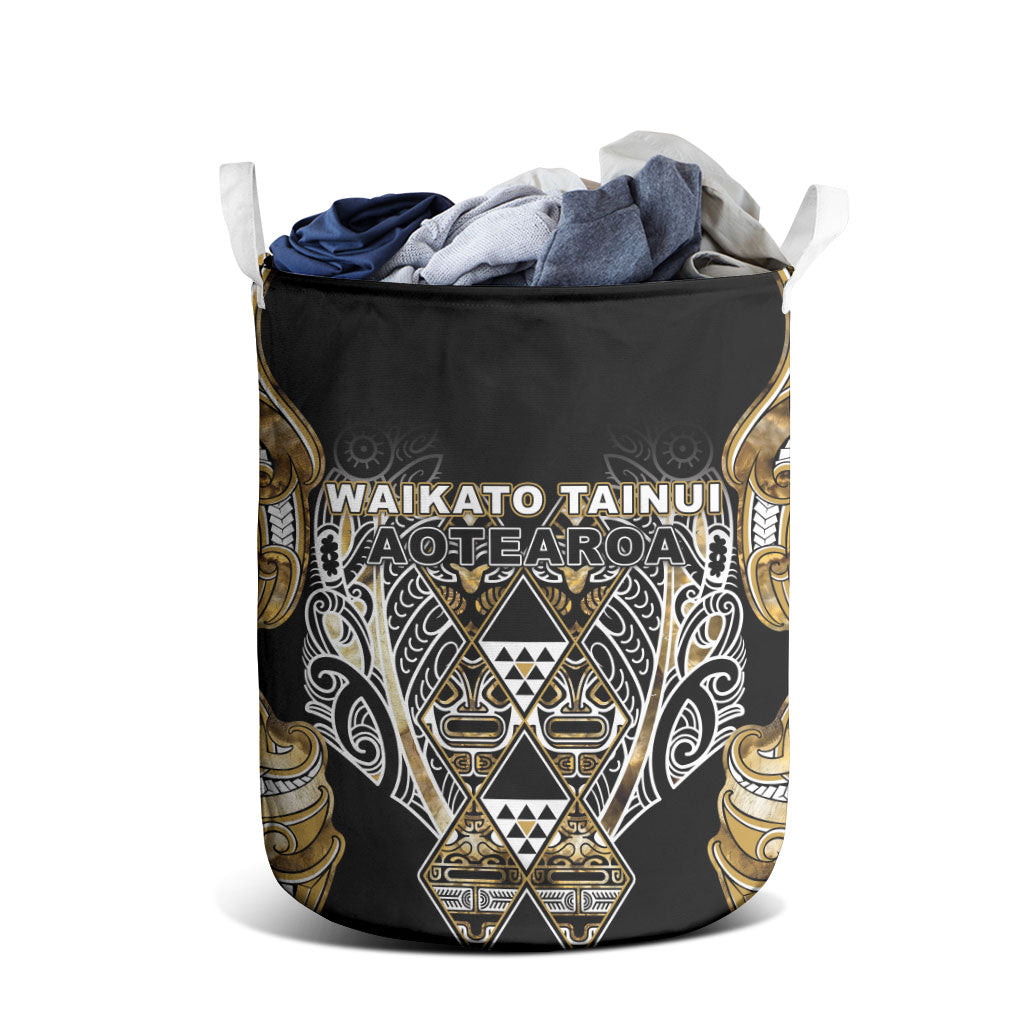 Aotearoa Waikato Tainui Laundry Basket Maori Light Gold Tribal Paua Shell Pattern DT05 - Polynesian Pride