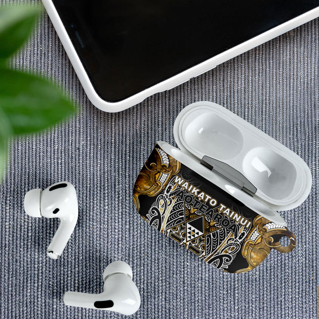 Aotearoa Waikato Tainui AirPods Case Maori Light Gold Tribal Paua Shell Pattern DT05 - Polynesian Pride