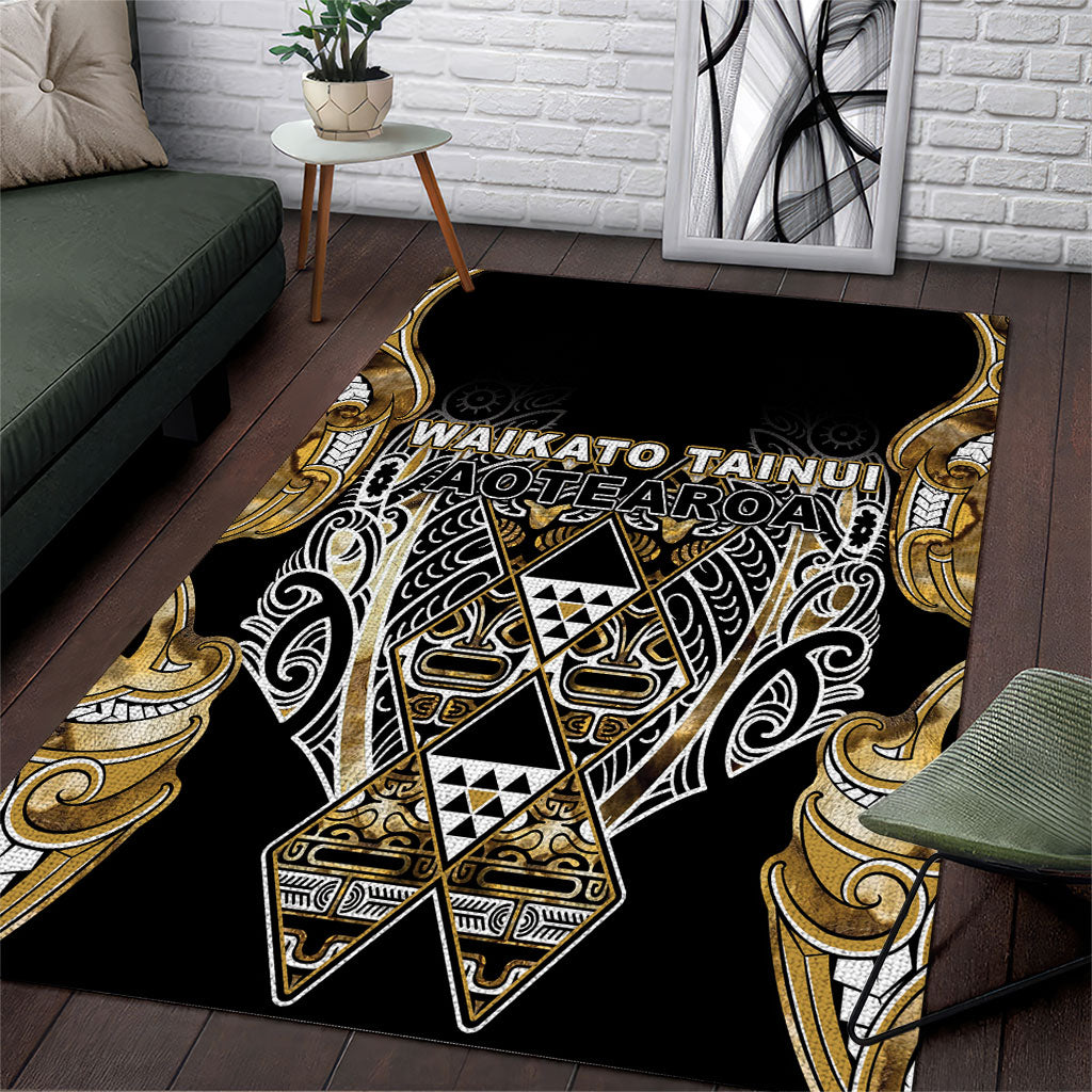 Aotearoa Waikato Tainui Area Rug Maori Light Gold Tribal Paua Shell Pattern DT05 Yellow - Polynesian Pride