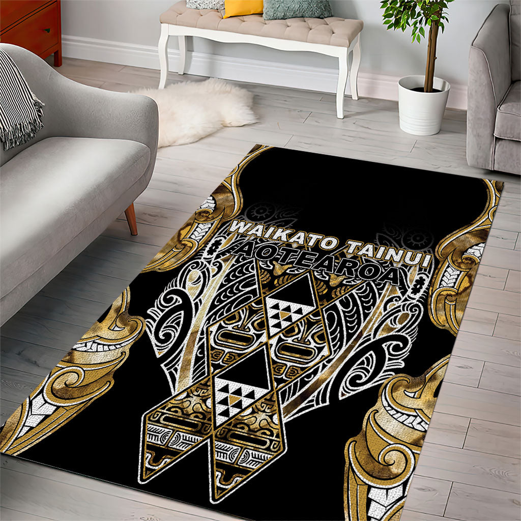 Aotearoa Waikato Tainui Area Rug Maori Light Gold Tribal Paua Shell Pattern DT05 - Polynesian Pride