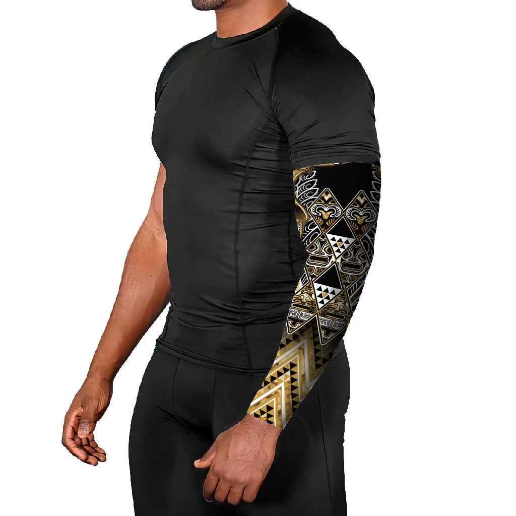 Aotearoa Waikato Tainui Arm Sleeves Maori Light Gold Tribal Paua Shell Pattern DT05 - Polynesian Pride
