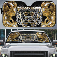 Aotearoa Waikato Tainui Auto Sun Shade Maori Light Gold Tribal Paua Shell Pattern DT05 Yellow - Polynesian Pride
