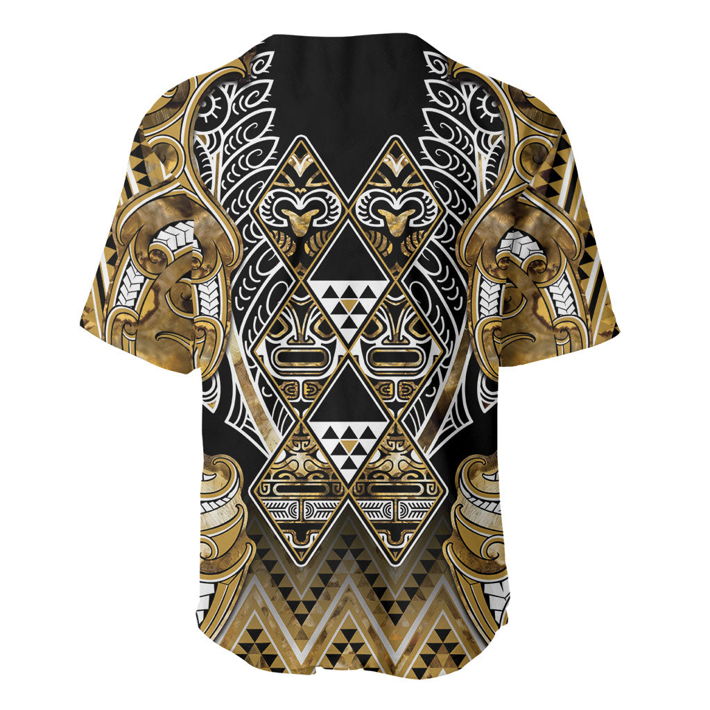 Aotearoa Waikato Tainui Baseball Jersey Maori Light Gold Tribal Paua Shell Pattern DT05 - Polynesian Pride
