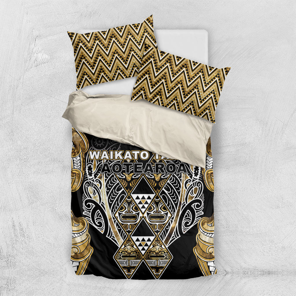 Aotearoa Waikato Tainui Bedding Set Maori Light Gold Tribal Paua Shell Pattern DT05 US Twin 172cm x 218cm Yellow - Polynesian Pride