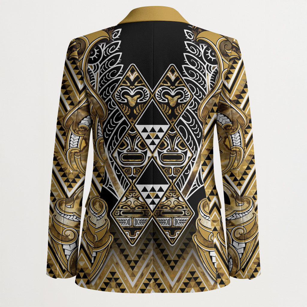 Aotearoa Waikato Tainui Blazer Maori Light Gold Tribal Paua Shell Pattern DT05 - Polynesian Pride
