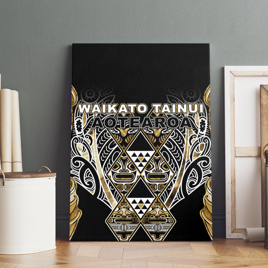 Aotearoa Waikato Tainui Canvas Wall Art Maori Light Gold Tribal Paua Shell Pattern DT05 - Polynesian Pride