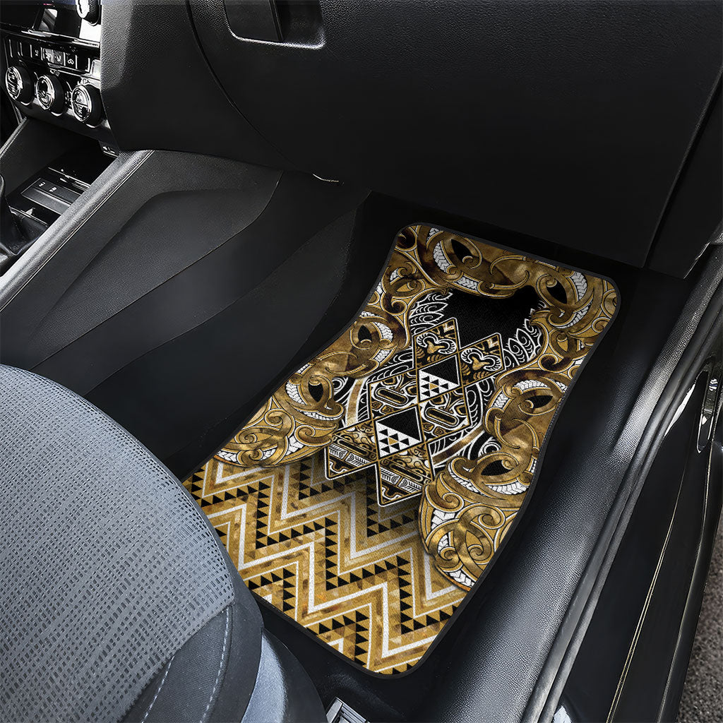 Aotearoa Waikato Tainui Car Mats Maori Light Gold Tribal Paua Shell Pattern DT05 - Polynesian Pride