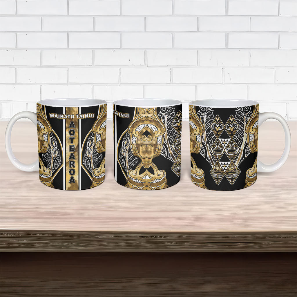 Aotearoa Waikato Tainui Ceramic Mug Maori Light Gold Tribal Paua Shell Pattern DT05 - Polynesian Pride