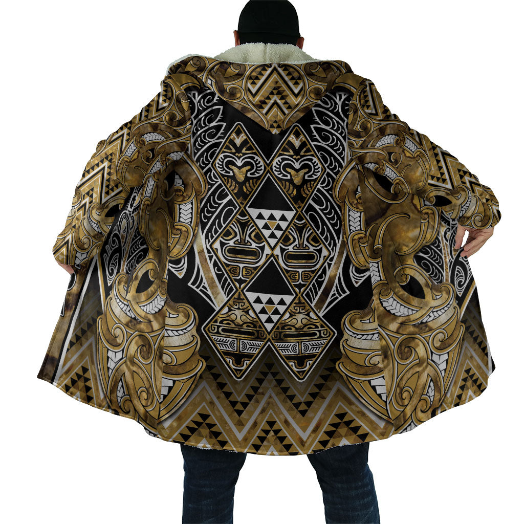 Aotearoa Waikato Tainui Cloak Maori Light Gold Tribal Paua Shell Pattern DT05 - Polynesian Pride