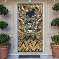 Aotearoa Waikato Tainui Door Cover Maori Light Gold Tribal Paua Shell Pattern DT05 Yellow - Polynesian Pride