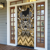 Aotearoa Waikato Tainui Door Cover Maori Light Gold Tribal Paua Shell Pattern DT05 - Polynesian Pride