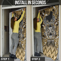 Aotearoa Waikato Tainui Door Cover Maori Light Gold Tribal Paua Shell Pattern DT05 - Polynesian Pride