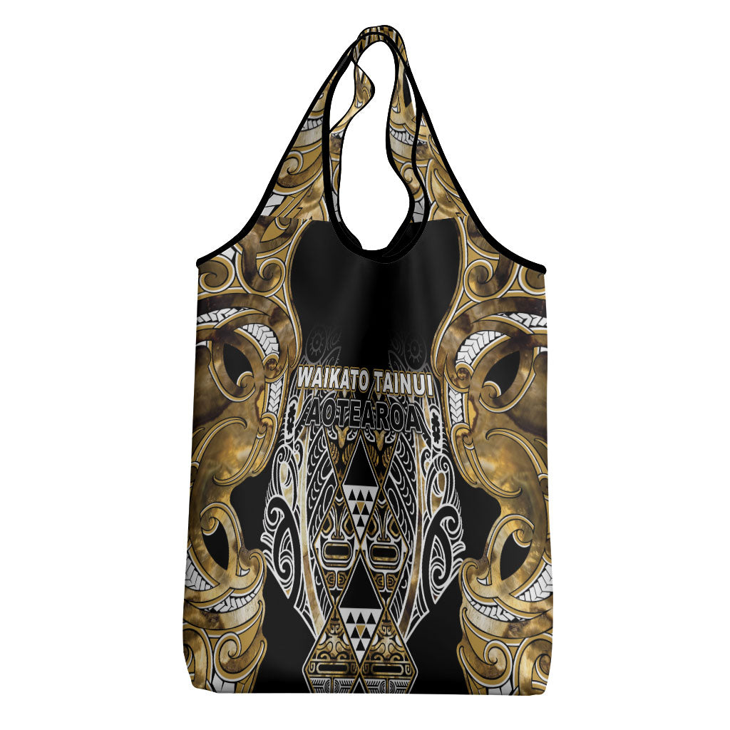 Aotearoa Waikato Tainui Grocery Bag Maori Light Gold Tribal Paua Shell Pattern DT05 - Polynesian Pride