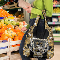 Aotearoa Waikato Tainui Grocery Bag Maori Light Gold Tribal Paua Shell Pattern DT05 - Polynesian Pride