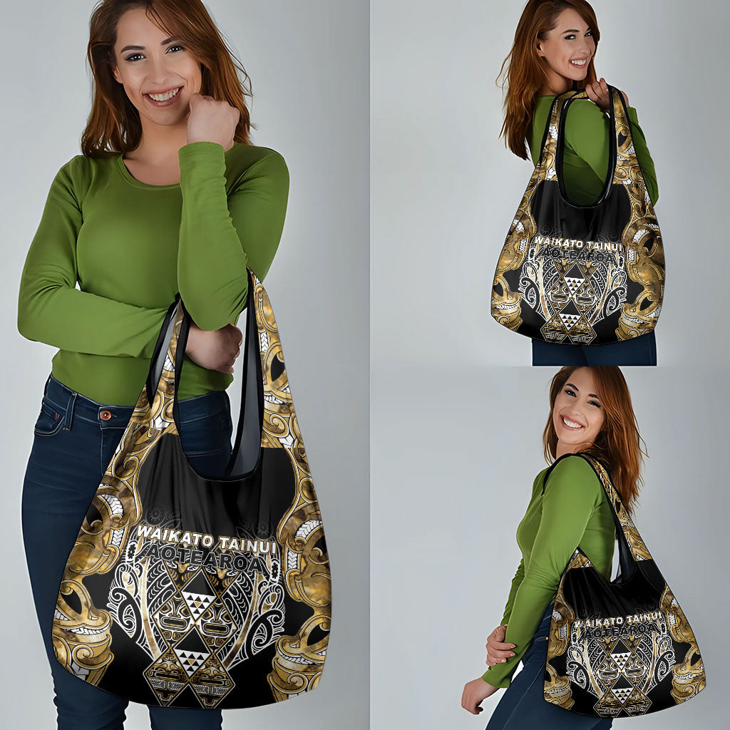Aotearoa Waikato Tainui Grocery Bag Maori Light Gold Tribal Paua Shell Pattern DT05 - Polynesian Pride
