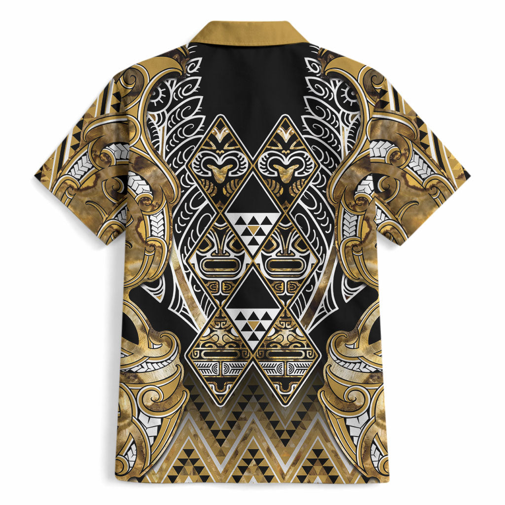 Aotearoa Waikato Tainui Hawaiian Shirt Maori Light Gold Tribal Paua Shell Pattern DT05 - Polynesian Pride