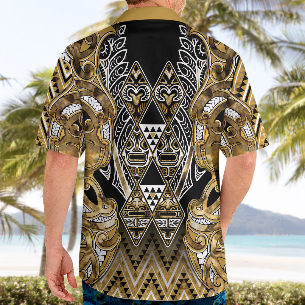Aotearoa Waikato Tainui Hawaiian Shirt Maori Light Gold Tribal Paua Shell Pattern DT05 - Polynesian Pride