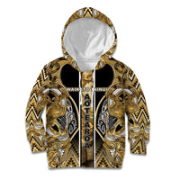 Aotearoa Waikato Tainui Kid Hoodie Maori Light Gold Tribal Paua Shell Pattern DT05 Hoodie Yellow - Polynesian Pride