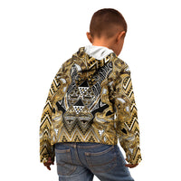 Aotearoa Waikato Tainui Kid Hoodie Maori Light Gold Tribal Paua Shell Pattern DT05 - Polynesian Pride