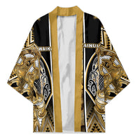 Aotearoa Waikato Tainui Kimono Maori Light Gold Tribal Paua Shell Pattern DT05 Unisex Yellow - Polynesian Pride