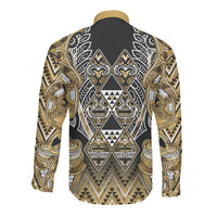 Aotearoa Waikato Tainui Long Sleeve Button Shirt Maori Light Gold Tribal Paua Shell Pattern DT05 - Polynesian Pride