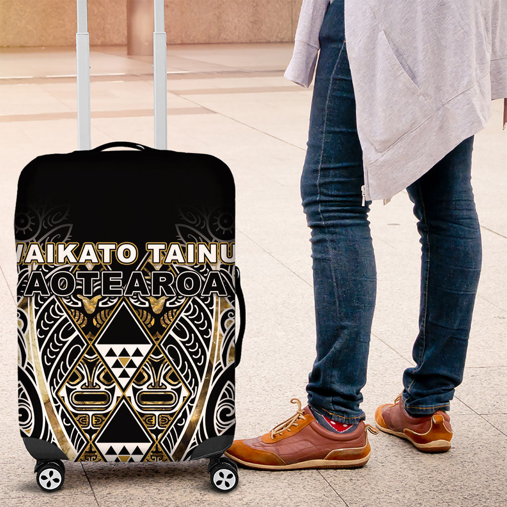 Aotearoa Waikato Tainui Luggage Cover Maori Light Gold Tribal Paua Shell Pattern DT05 Yellow - Polynesian Pride